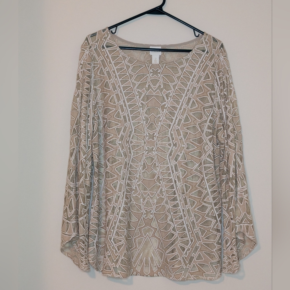 Chico's Lace Top, Swim Cover Up, Size Large